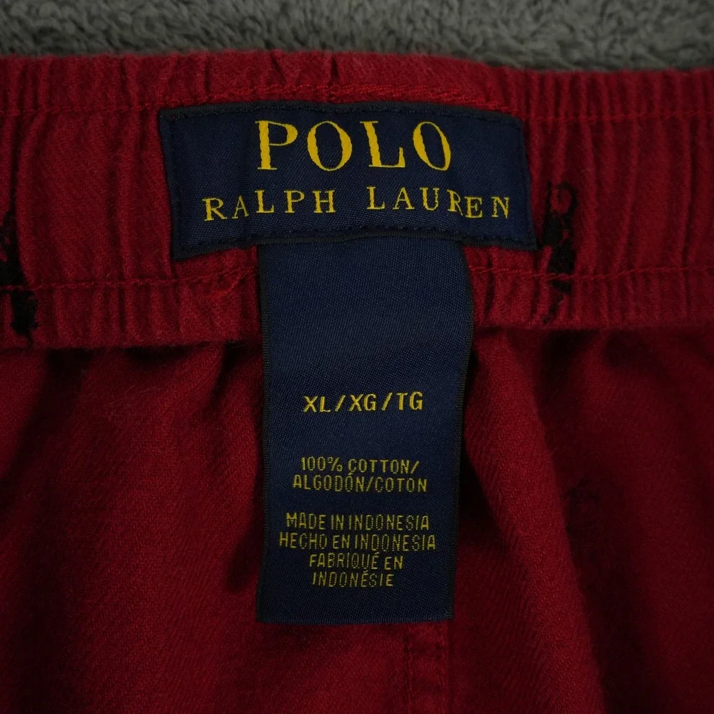 Polo Ralph Lauren Pajama Pants Men XL Red Pony Logo Print Cotton Drawstring‎